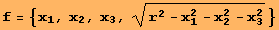 f = {x_1, x_2, x_3, (r^2 - x_1^2 - x_2^2 - x_3^2)^(1/2)}