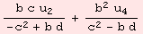 (b c u_2)/(-c^2 + b d) + (b^2 u_4)/(c^2 - b d)