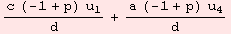 (c (-1 + p) u_1)/d + (a (-1 + p) u_4)/d