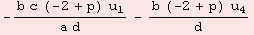 -(b c (-2 + p) u_1)/(a d) - (b (-2 + p) u_4)/d