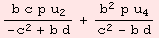 (b c p u_2)/(-c^2 + b d) + (b^2 p u_4)/(c^2 - b d)